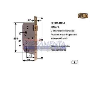 SERRATURA INFIL.S/CIL.SAG.YALE MM. 45 OTTONATA BASE QUADRA